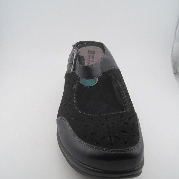 Women's White Mountain Gilding Black Peep-Toe Leather Clog size 7.5 Mary Jane - Picture 7 of 10